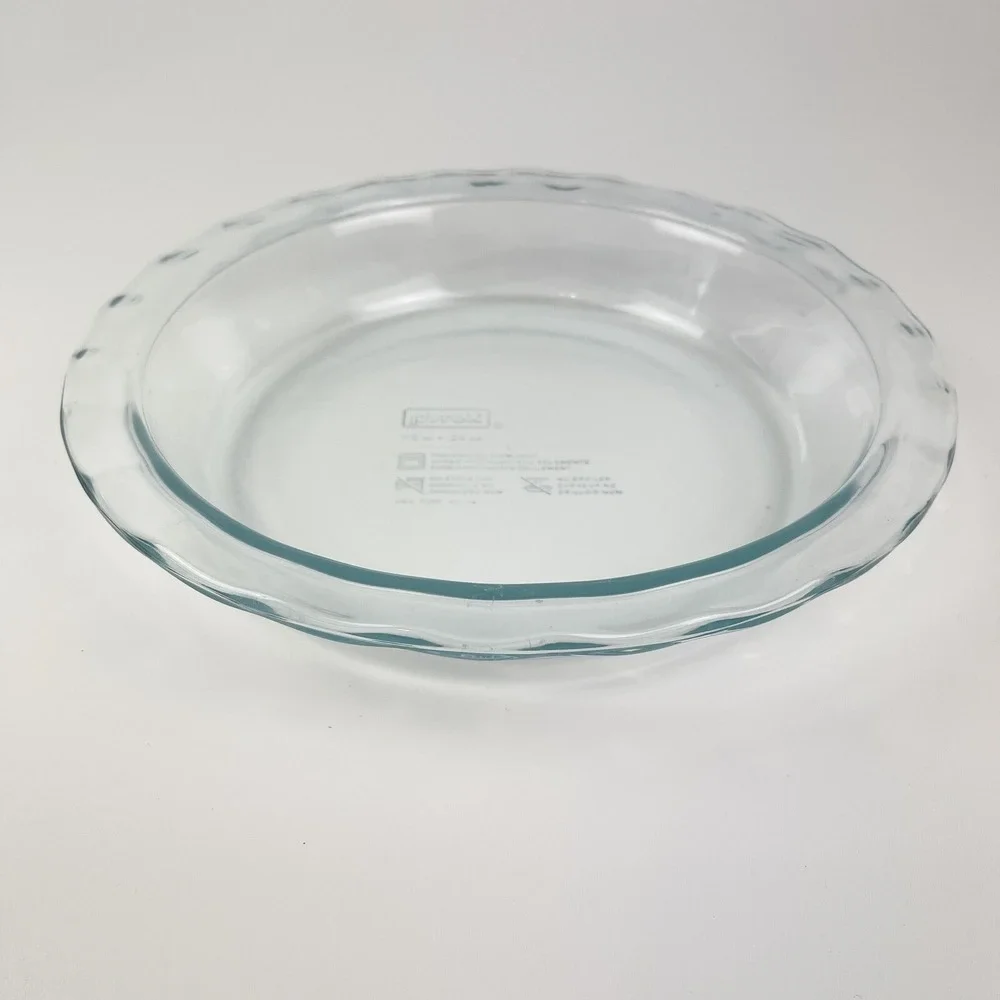 Pyrex Easy Grab Glass Pie Pan Plate Flat Fluted Dish Vintage 9.5